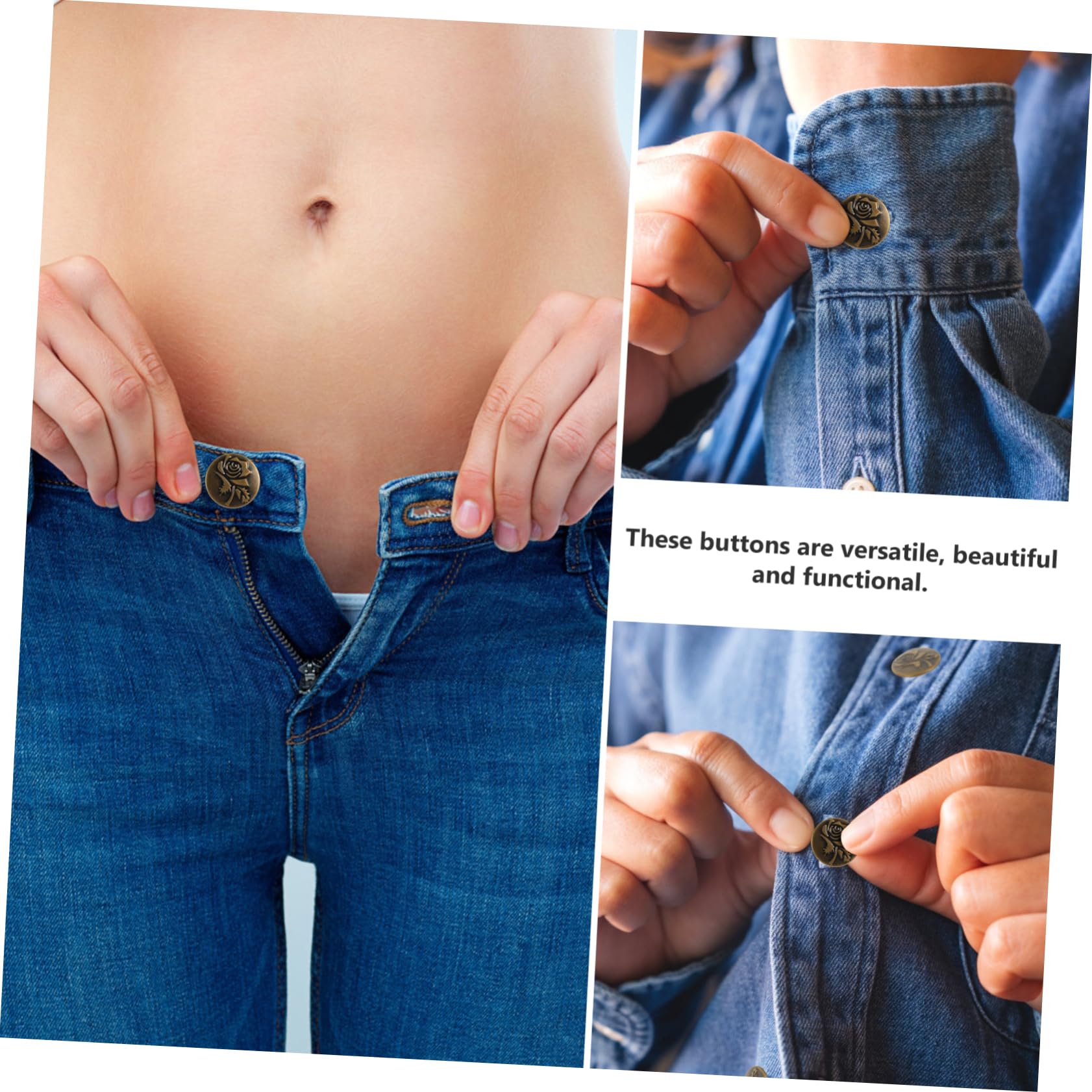 Gadpiparty 15 Set Fibbiette Regolabili per Pantaloni Senza Cuciture per Jeans con Cacciavite per Vita Anticati Anticati