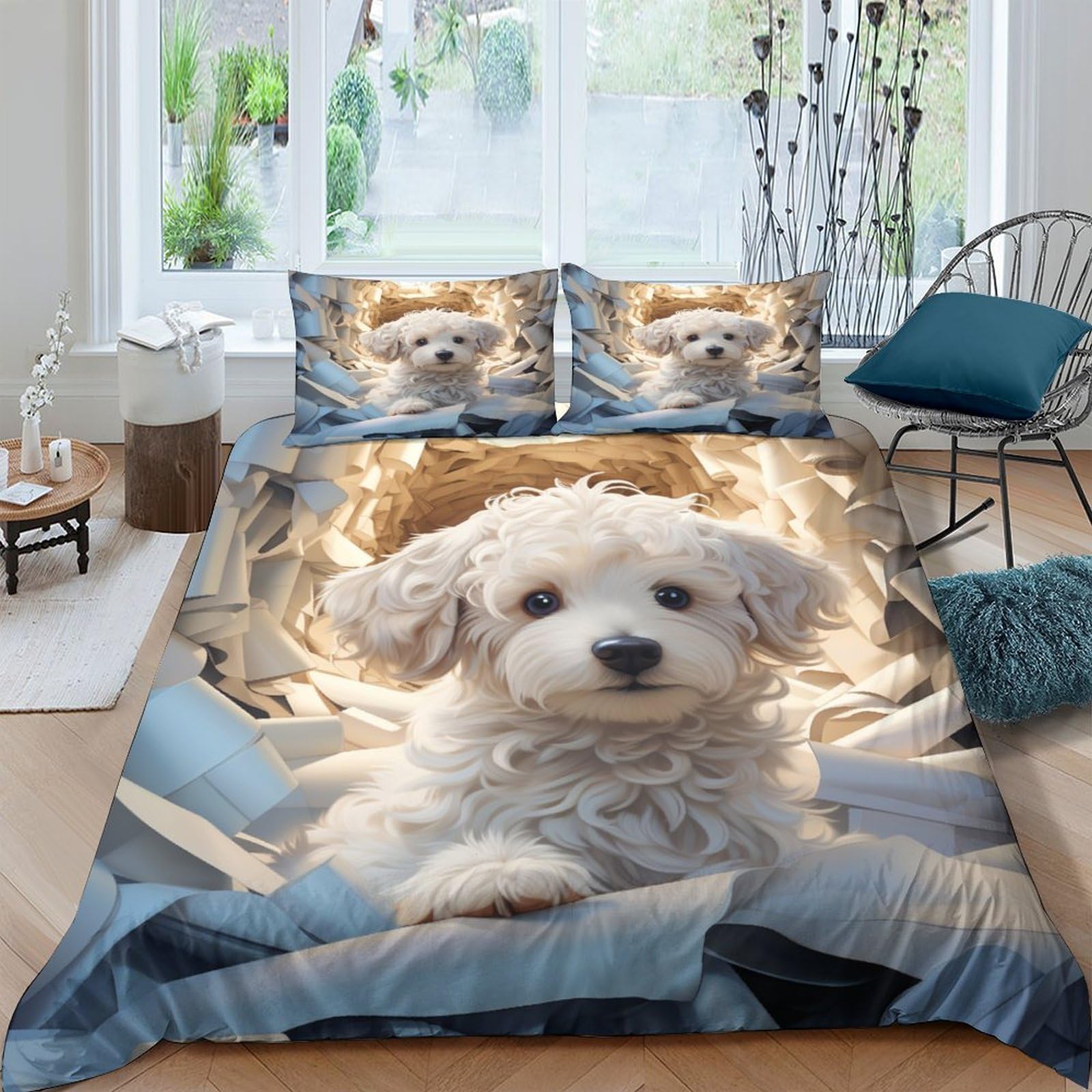 Crjus Style-12 Anime Dog Duvet Cover With Pillowcases 3D Printed Bedding Set With Zipper Closure Unique Design Anti-Allergic Quilt Cover Double（200X200cm）