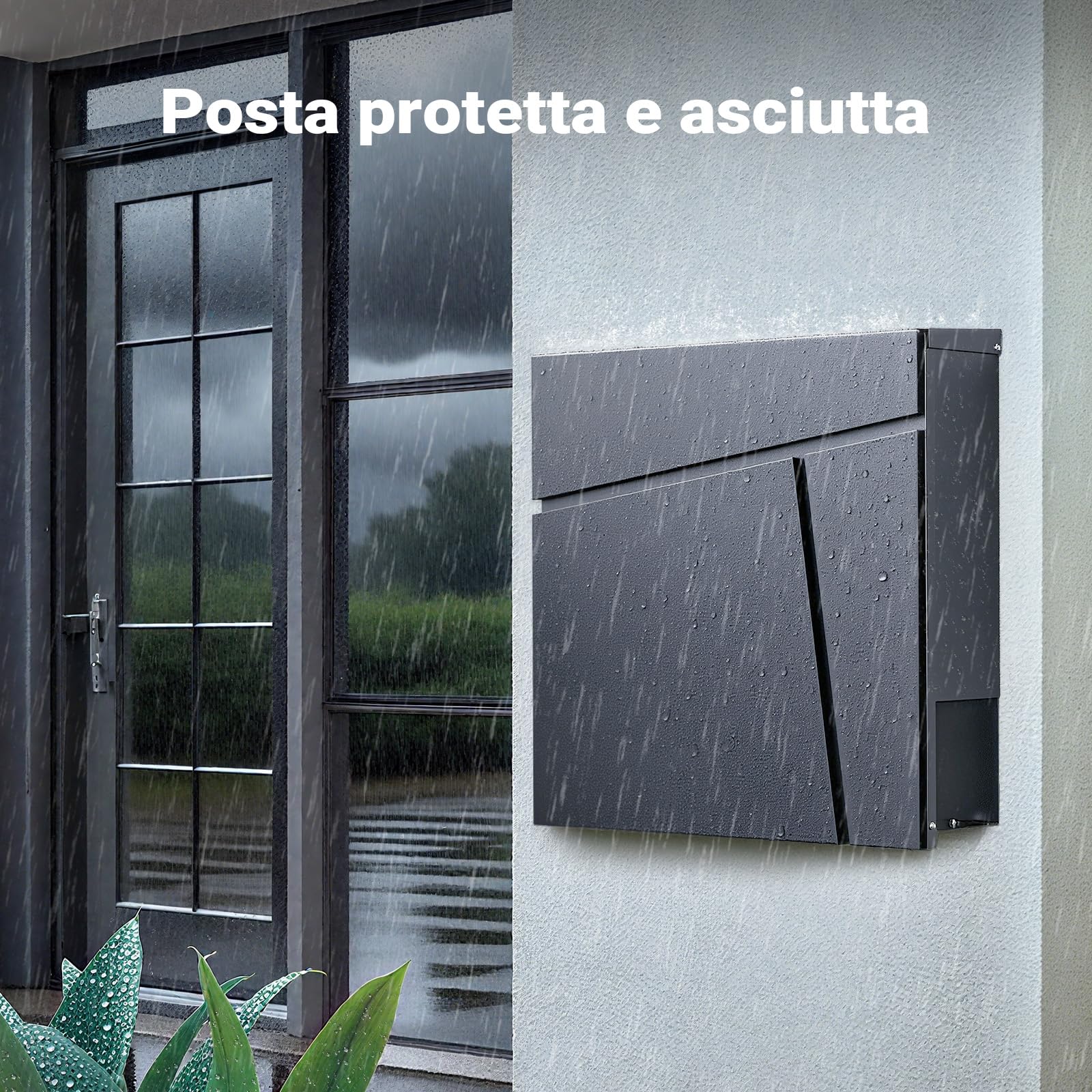 Wiltec Cassetta postale con vano portagiornale V23 antracite 370 x 102 x 370 mm
