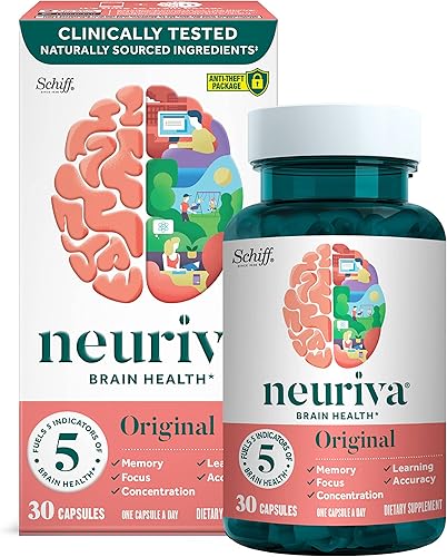 Miniatura 2 de NEURIVA Rendimiento cerebral original (30 unidades), suplemento de apoyo cerebral con ingredientes naturales clínicamente probados 1 ea (paquete de
