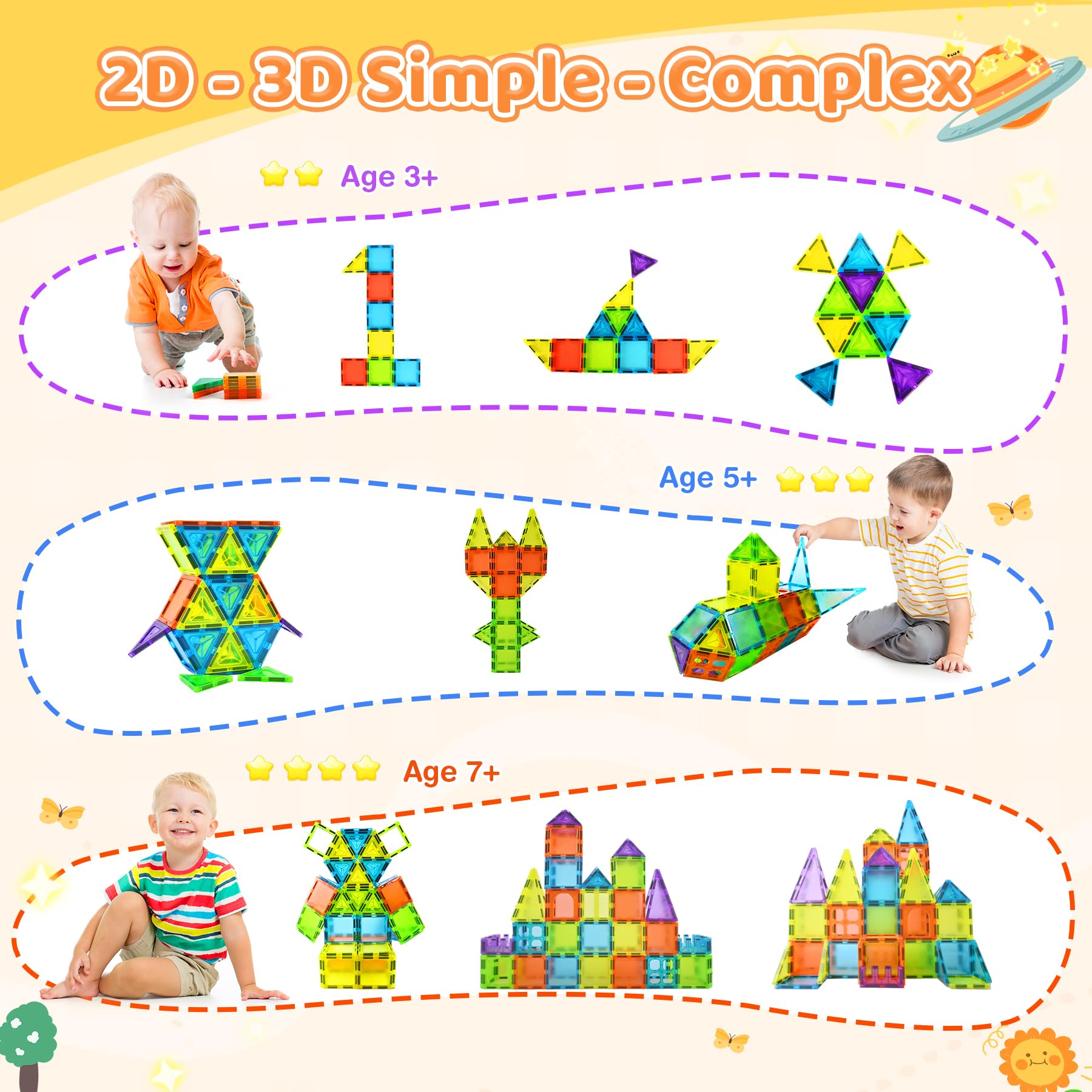 NAETANY Costruzioni Magnetiche per Bambini 78 Pezzi Costruzione Magnetica 3D Blocchi Magnetici Educativi Calamite Montessori per Bambini 3 4 5 6 7 8 Anni