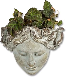 Abbott Collection 27-DEMETER-313 Woman Face Wall Cement Planter, 8