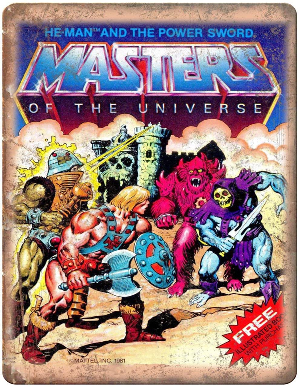 Vintage Advertising Wall Tin Plaque 20x15cm - Pub Shed Bar Man Cave Home Bedroom Office Kitchen Gift Metal Sign - Retro Masters of The Universe He-Man Skeletor inspired 80's Kids Cartoon toys