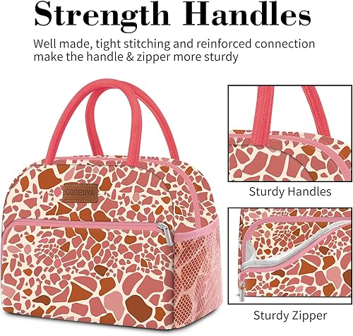 Miniatura 4 de Coobiiya Lonchera para mujeres, adultos, hombres, pequeña, a prueba de fugas, linda bolsa de almuerzo de gran capacidad, reutilizable, aislada,