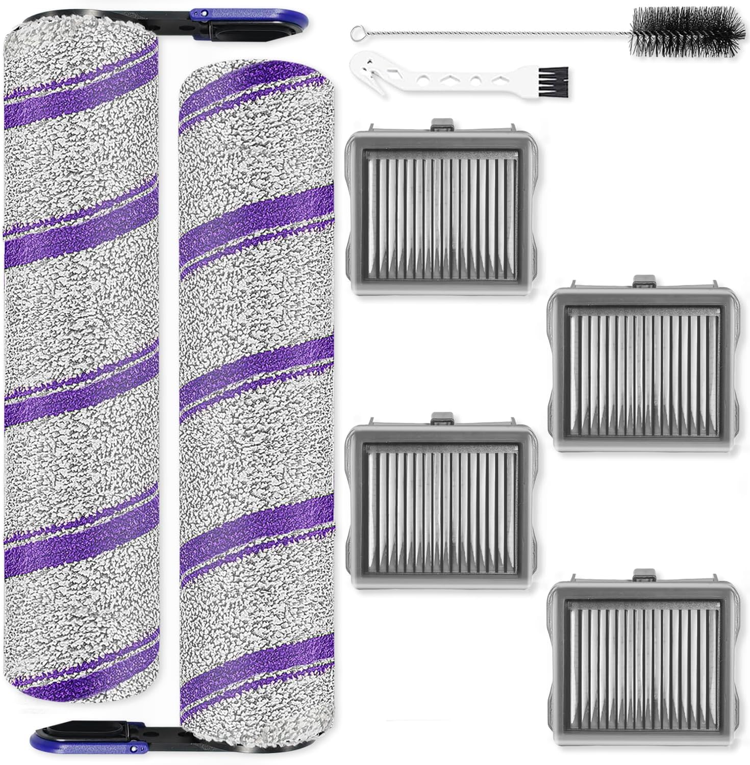 Replacement Accessories Kit Compatible with NARWAL S20 Pro Wet Dry Vacuum Cleaner parts 2 Main roller brush 4HEPA Filter 2 cleaning brush