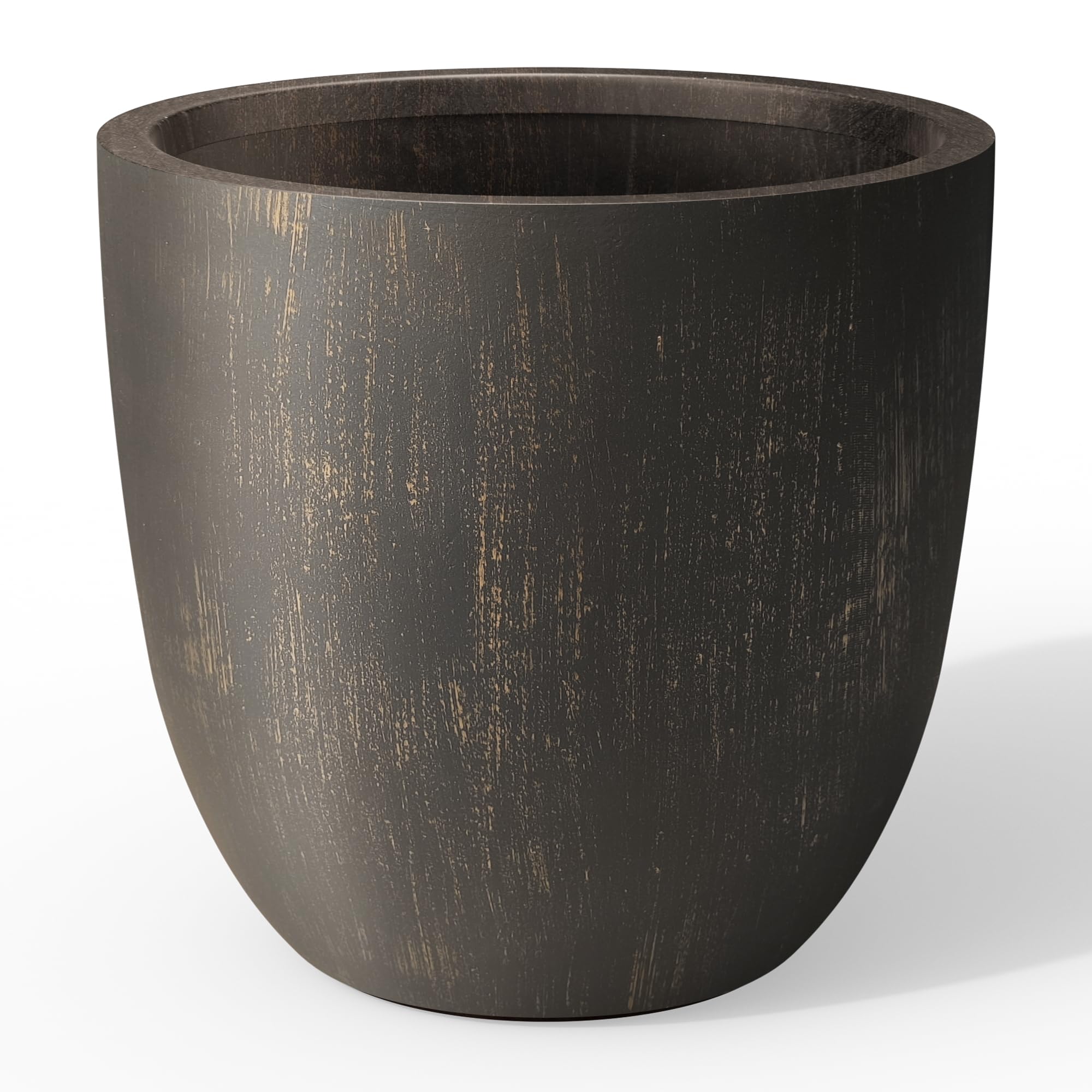Kante 18 Inch Dia Round Concrete Planter, Indoor Outdoor Large Plant Pot with Drainage Hole and Rubber Plug for Home Patio Garden, Oil Rubbed Bronze