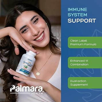 Palmara Health L-Lysine with Monolaurin 600mg 1:1 Ratio, 1 Pack, 100 Capsules | 600mg L-Lysine and 600mg Monolaurin per serving in a 1:1 ratio; vegan, gluten-free, lab tested for purity & potency