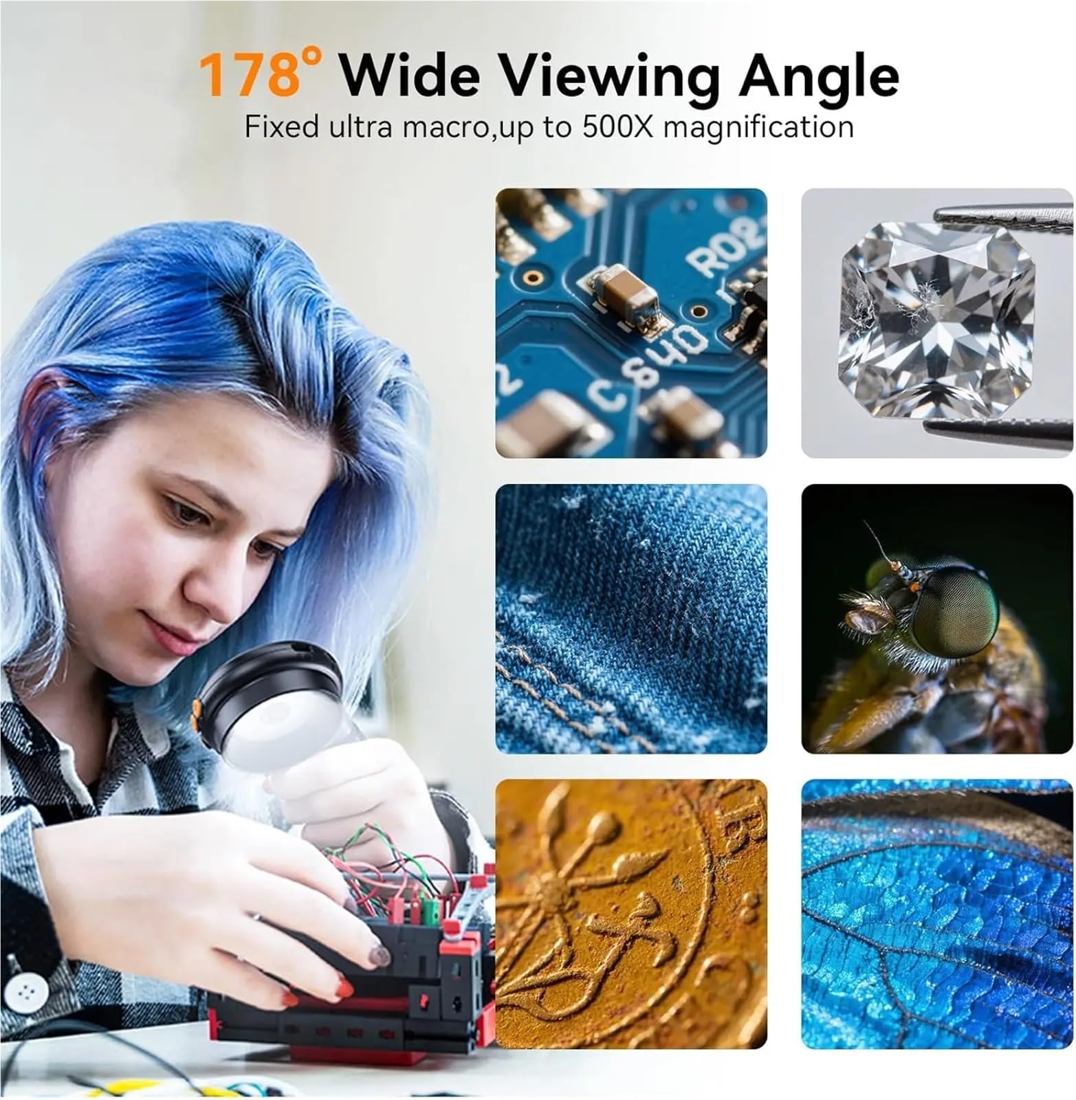 Microscopio Digitale Portatile Pieghevole Schermo IPS Da 2,0 Pollici