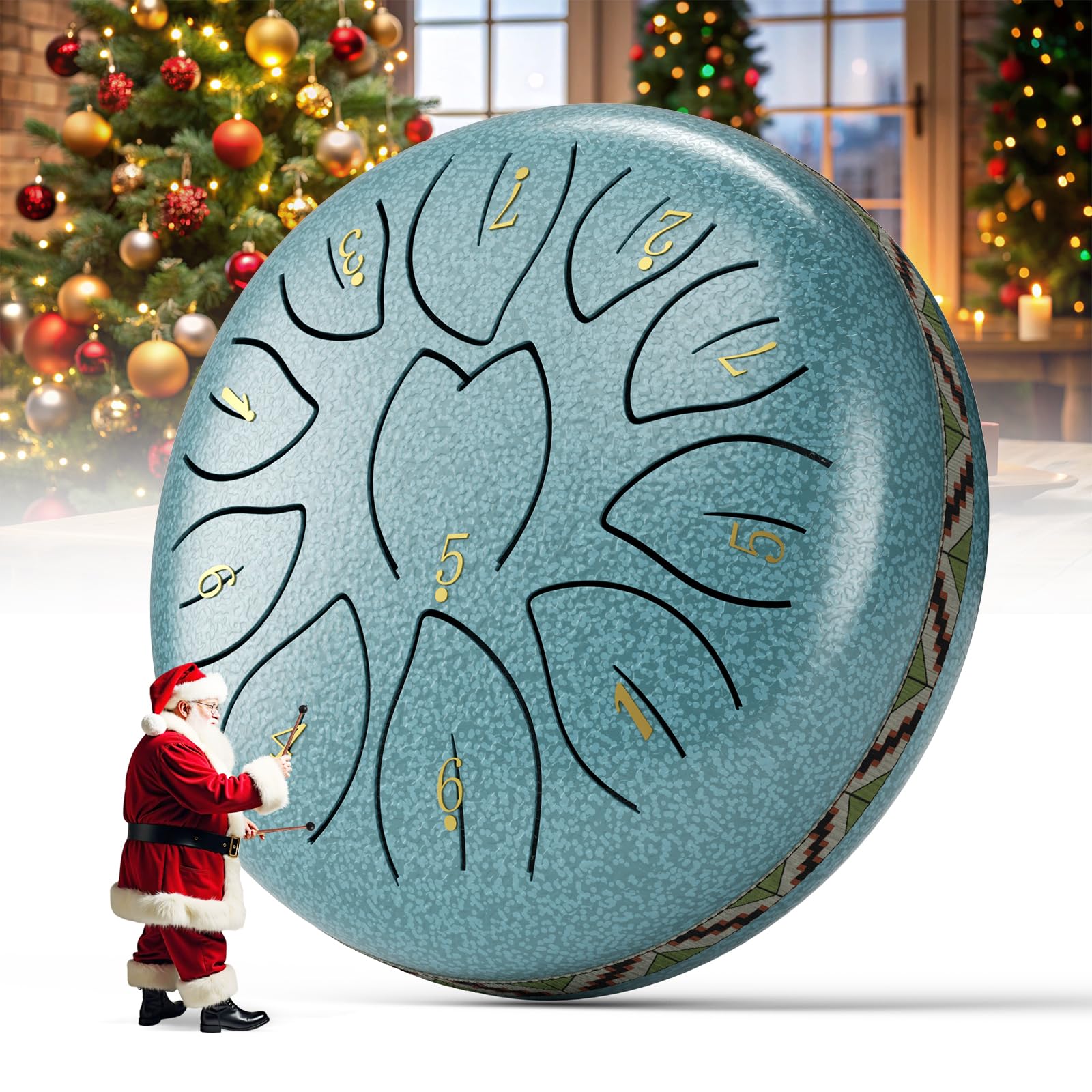 Sunowl Steel Tongue Drum, 6 Pouces 11 Tons D Key Handpan Drum, Mini Tambour à Langue Handpan Instrument, Percussion Steel Drum Kit pour Performances, Méditation, Yoga, Education, Bleu ciel