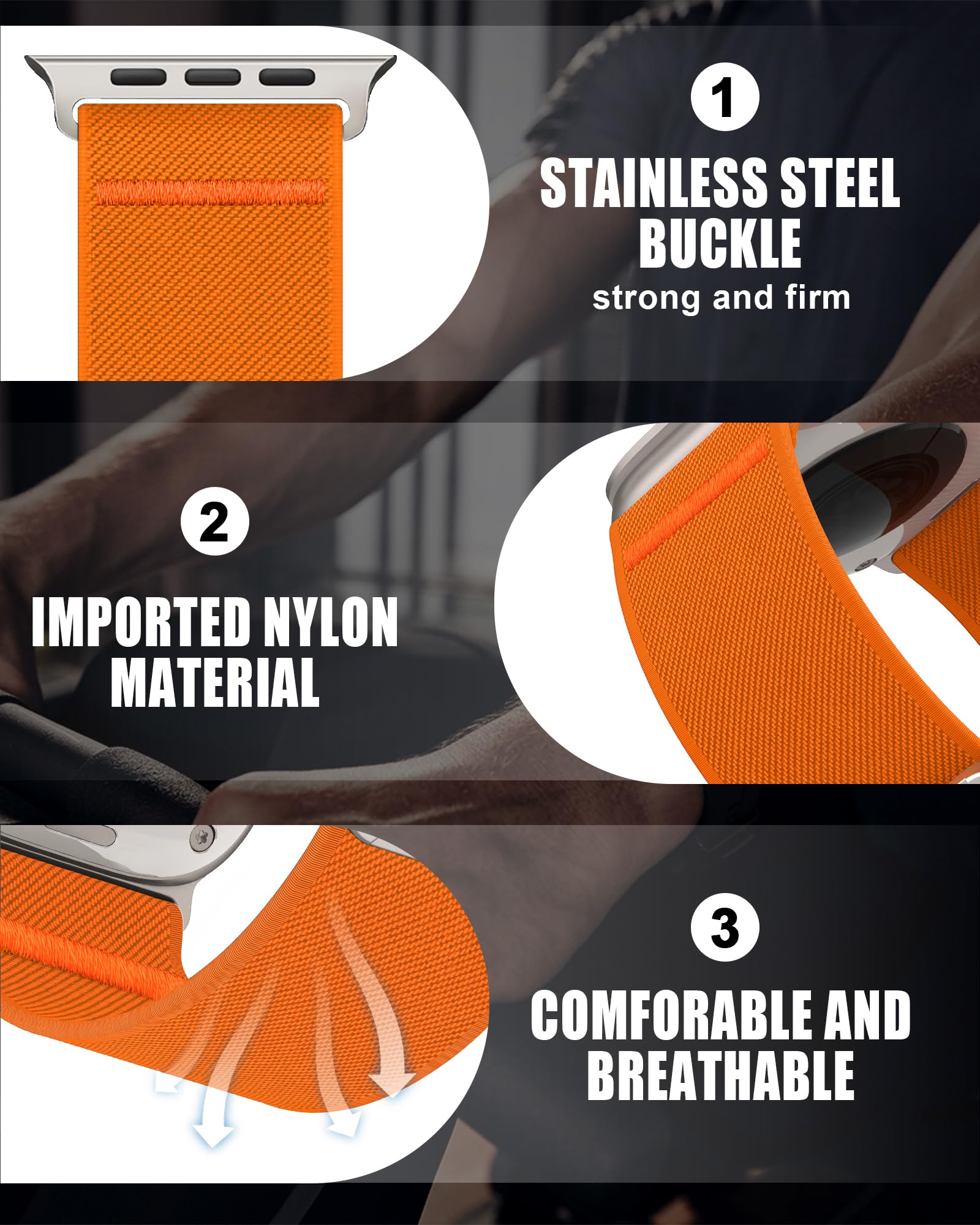 Higgs Nylon Cinturini Compatibile con Cinturino Apple Watch 44mm 46mm 45mm 42mm Ultra/Ultra 2 49mm Uomo,Cinturino Regolabile Nylon Elastico Sport Cinturino per iWatch Series 10 9 SE/2 8 7 6 5 4 3 2 1