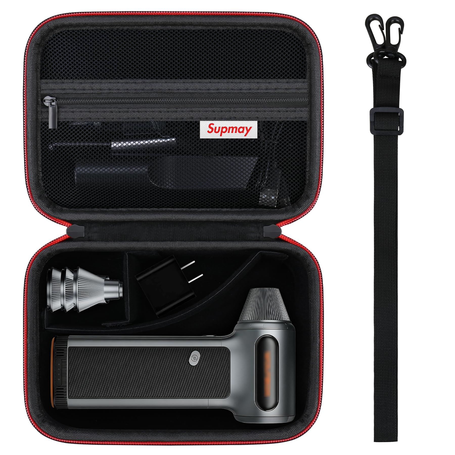 Funda rígida de transporte para plumero de aire comprimido WOLFBOX MF200/MF100/MF50, soporte de almacenamiento inalámbrico para MF200/100/50 con bolsillo de malla con cremallera para guardar