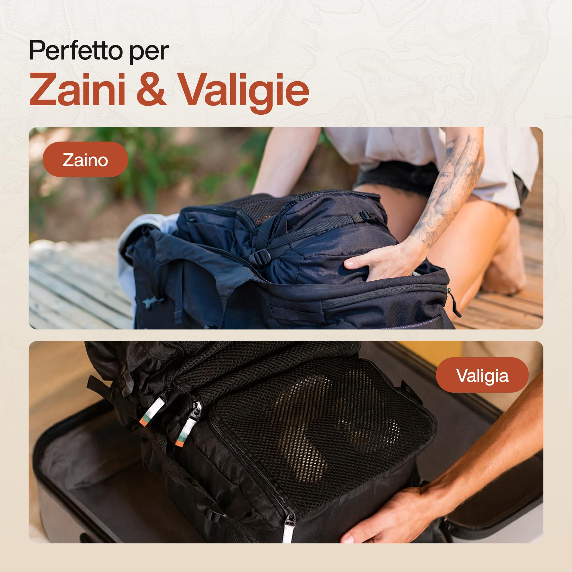 TRAVEL DUDE Organizzatore per valigie appendibile, Organizer Valigia con Compressione, Hanging Packing Cube, Cubo da imballaggio appendibile per zaino, Organizzatore da imballaggio per valigie (Nero)