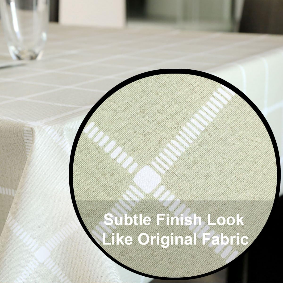 LEEVAN Heavy Weight Vinyl Rectangle Table Cover Wipe Clean PVC Tablecloth Oil-proof/Waterproof Stain-resistant-54 x 72 Inch(Matcha Plaid)