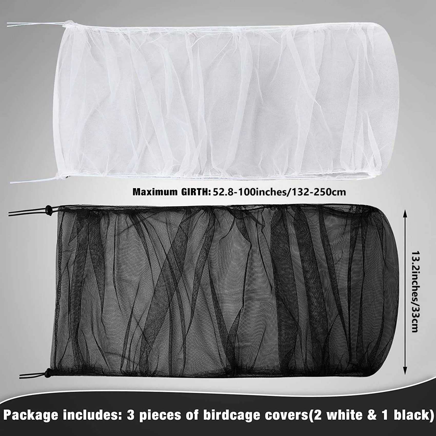6 x große, verstellbare Vogelkäfig-Abdeckung, Samenfänger, universeller Vogelkäfig-Nylon-Netzbezug, weicher Rockschutz