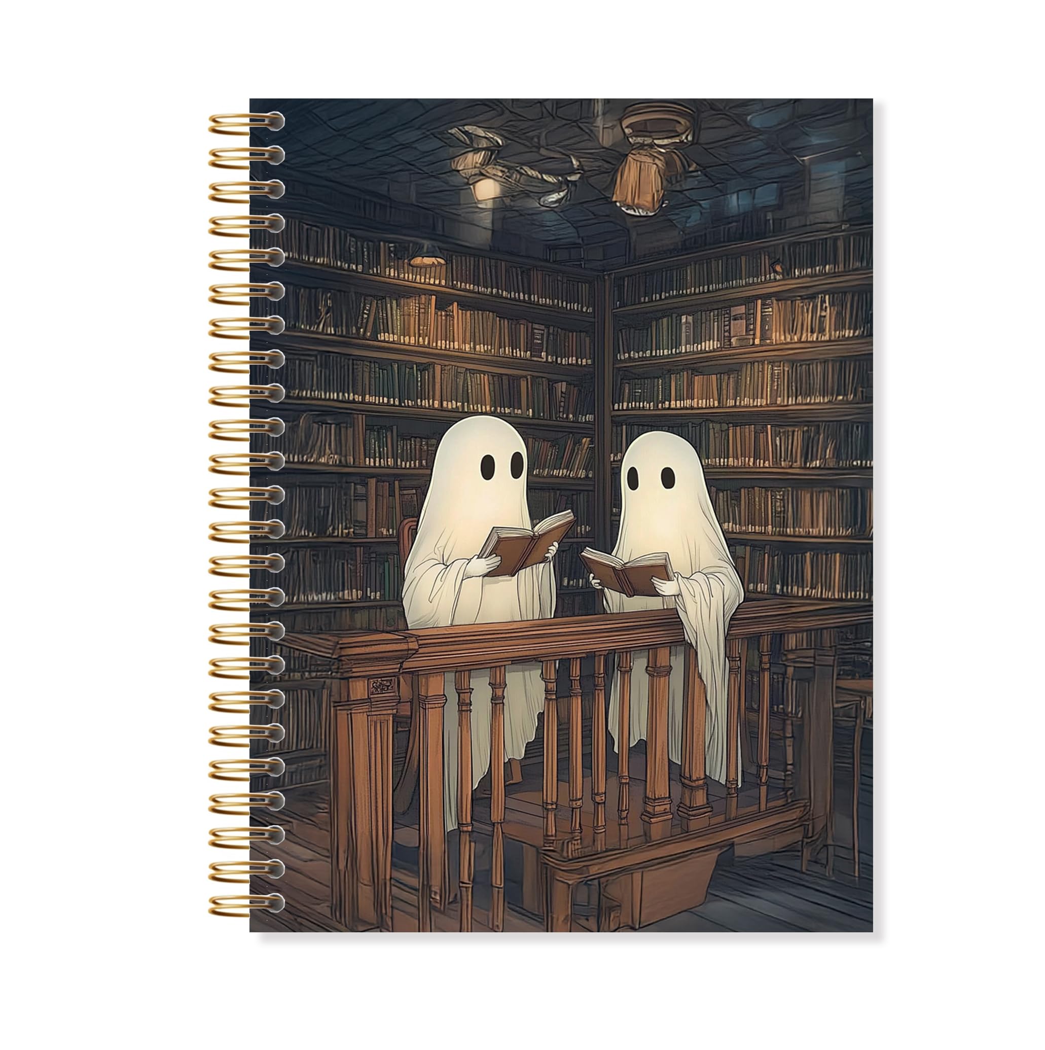 OSLYSOF Vintage Gothic Ghost Reader Spiral Notebook, Book Lover Notebooks for Note Taking, Reading Journal for Books Lovers, Spooky Gothic Bookish