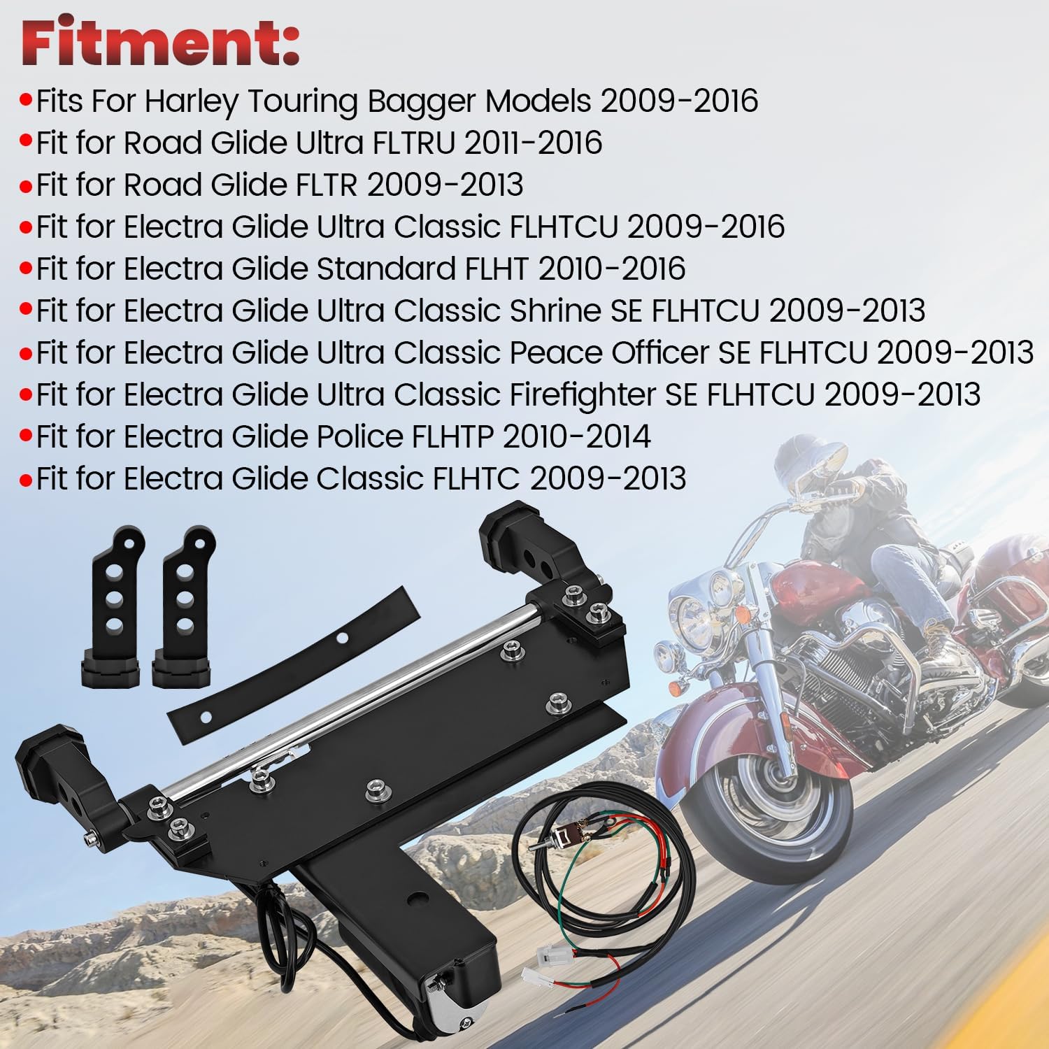 Electric Center Stand Kit Compatible with Harley Touring Bagger Electra Road Glide Road King 2009-2016