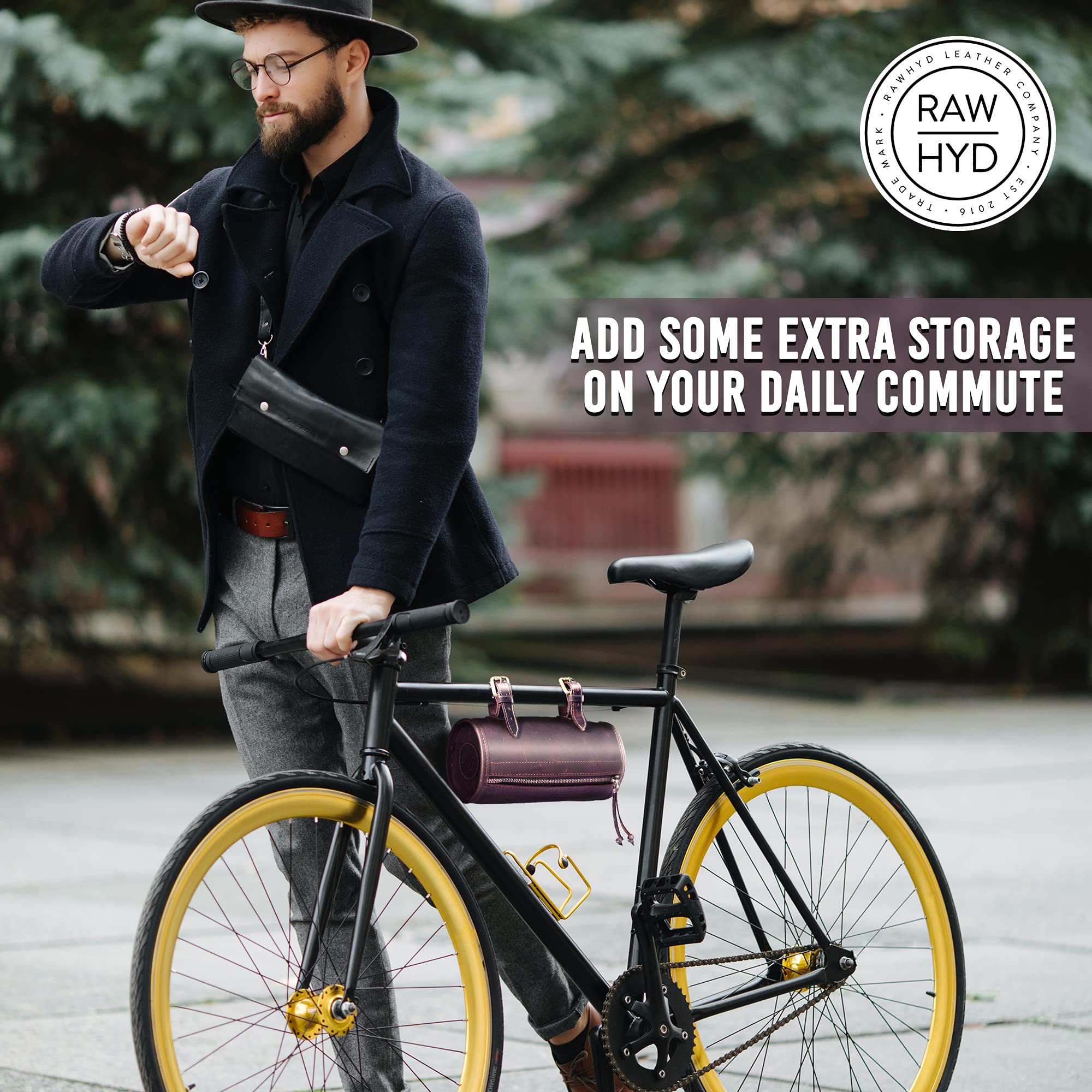 Lederlenkertaschen für Fahrräder,Leder Fahrradtaschen für Lenker,Fahrradzubehör zum Aufbewahren von Telefon,Reise Fahrrad Rahmentasche,Fahrradtasche für Lenker 9.4 Zoll Lx4.5 Zoll B