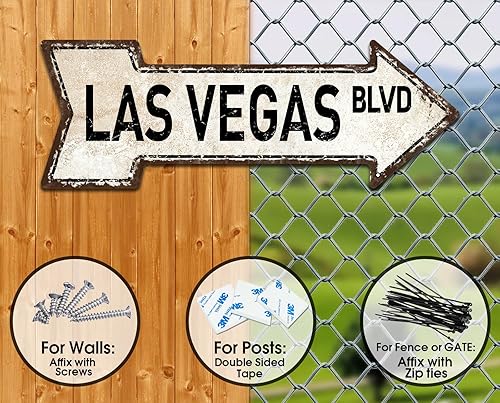 Miniatura 4 de Mukuko Las Vegas Blvd - Letrero de aluminio de aluminio dorado rústico, 6 x 18 pulgadas, arte decorativo de pared para cocina, comedor, cueva de