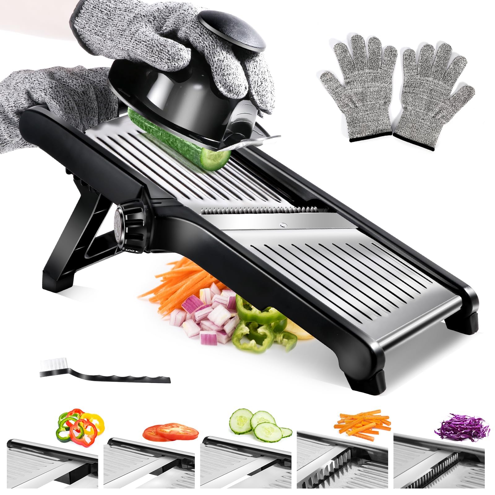 Masthome Mandoline Gemüsehobel Edelstahl, Reibe für Gemüse, Multifunktion Gemüseschneider Verstellbar, Gurkenhobel Dünne Scheiben, Küchenhobel Reibe für Gemüse,Obst und Käse Küche, Haushalt & Wohnen