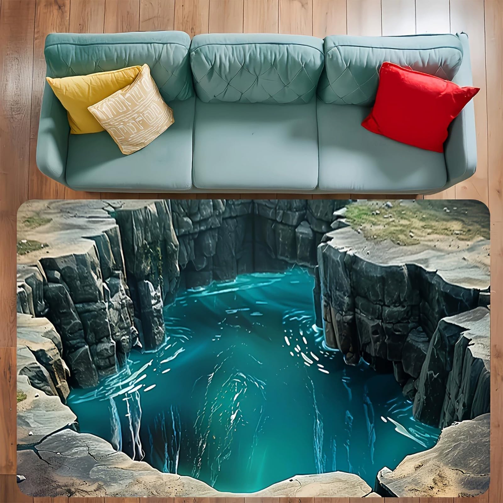 3D Hole Rug, Rugs That Look like a Hole, Trap 3D Rugs Optical Illusion Bottomless Non-slip Doormat, Optical Illusion Rug for Door Entrance, Bathroom, Stairs, Playroom, Living Room (A28,40*60cm)
