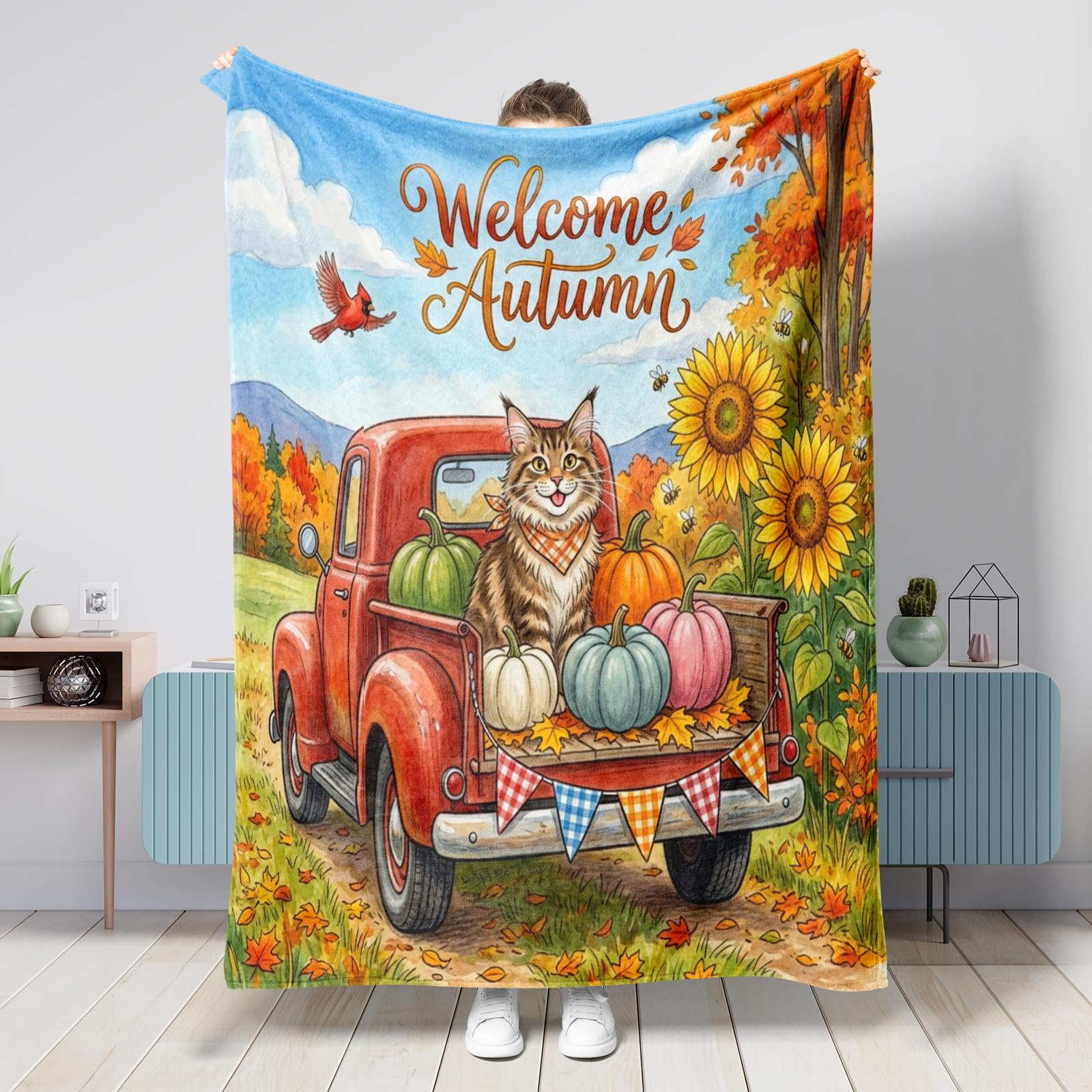 Couverture chat grand format contre le froid pour canapé et lit