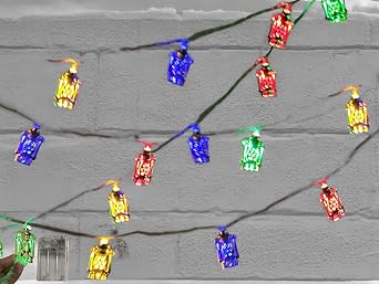 Housewarming Ramadan String Lights Bundle - 2 Sets of 10pc Gold Traditional Lanterns, Multi-Color LED Indoor Battery Lights 56ft Long 20 Total, 2xLantern LED