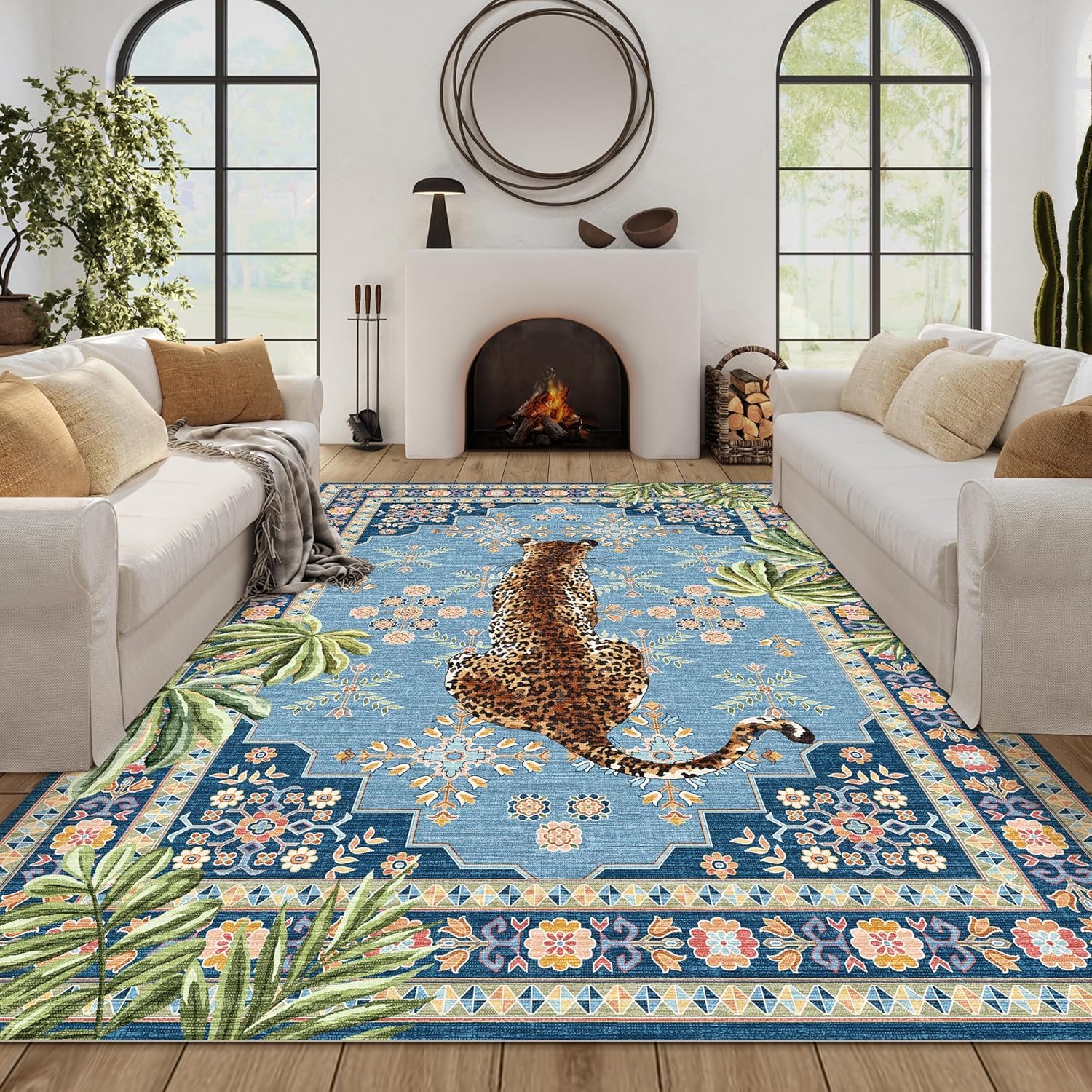 Tapis de décoration multicolore haut de gamme 160x230 cm style léopard