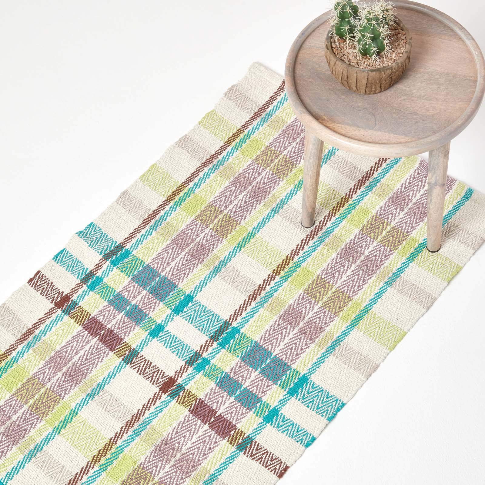 Tapis en coton lavable et résistant imprimé tartan Wilson 66 x 200 cm