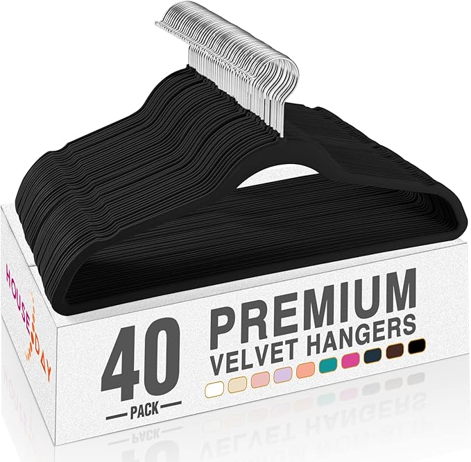VASSON Black Velvet Hangers 70 Pack, Non Slip Clothes Felt Hanger Heavy Duty for Coat main image 0