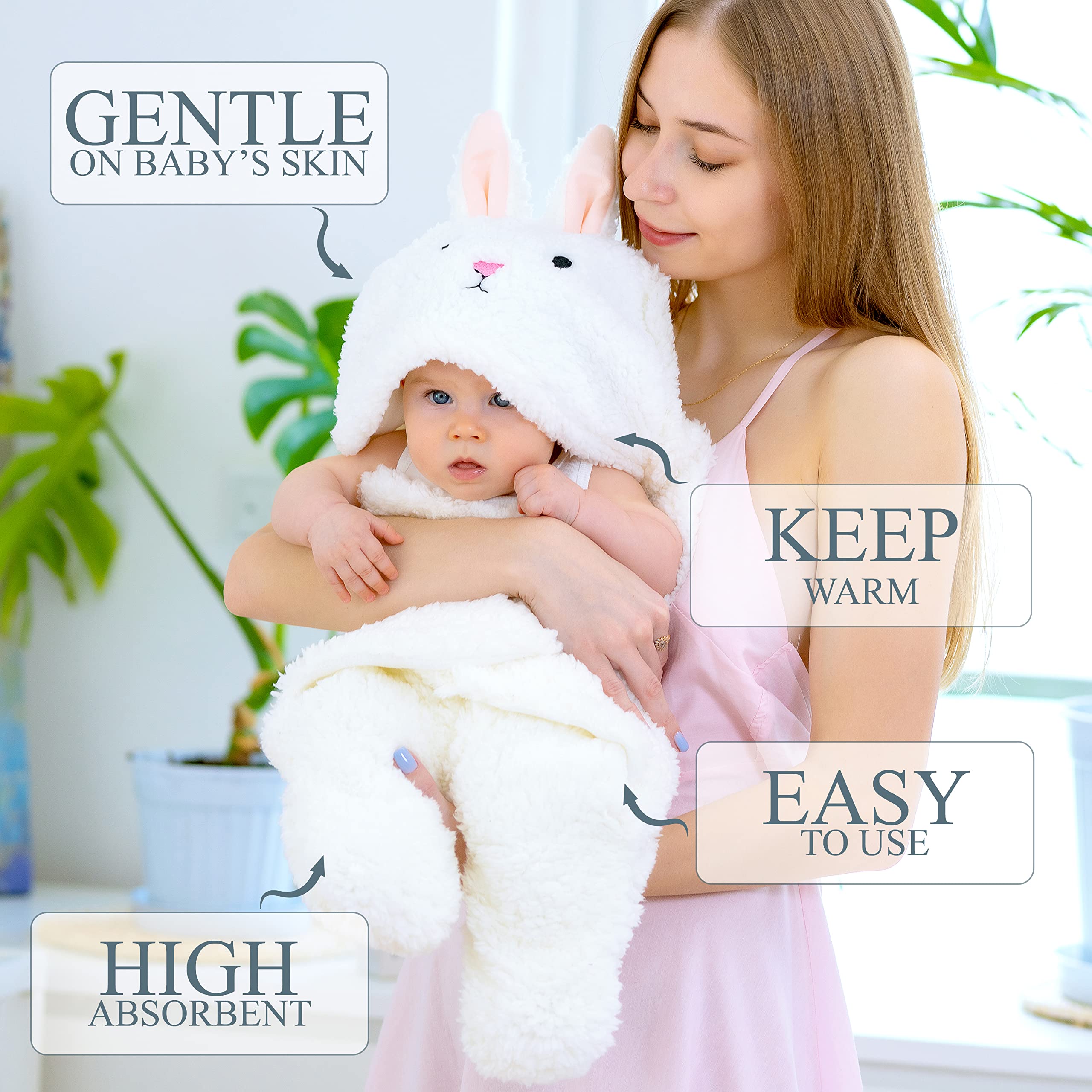 Mantas para bebé niña, manta de felpa ultrasuave, esencial para bebés de 0 a 6 meses, bonita manta de recepción, diseño de conejo, regalo de registro de recién nacidos con caja para niñas