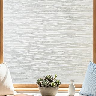 Finnez Window Privacy Film, Frosted Stripes Static Cling, 17.5″ x 78.7″ - Amazon product rated Grade A