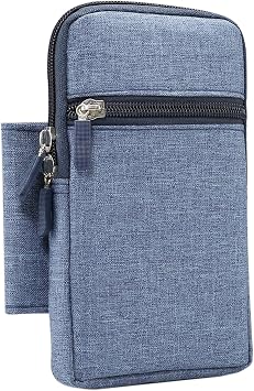 Cell Phone Waist Belt Bag Mens, Cell Phone Belt Clip Pouch Small, Vertical Sport Travel Mobile Phone Holster Smartphone Waist Bag with Belt Loop Carabiner Zipper Handbag Carrying Case Fanny Pack