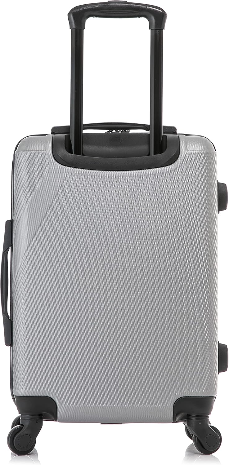DUKAP DISCOVERY Luggage with Spinner Wheels | Spacious Durable Lightweight Hardshell Suitcase, Travel Bag with Handle and Trolley | 20-Inch Carry On Small Luggage | Silver