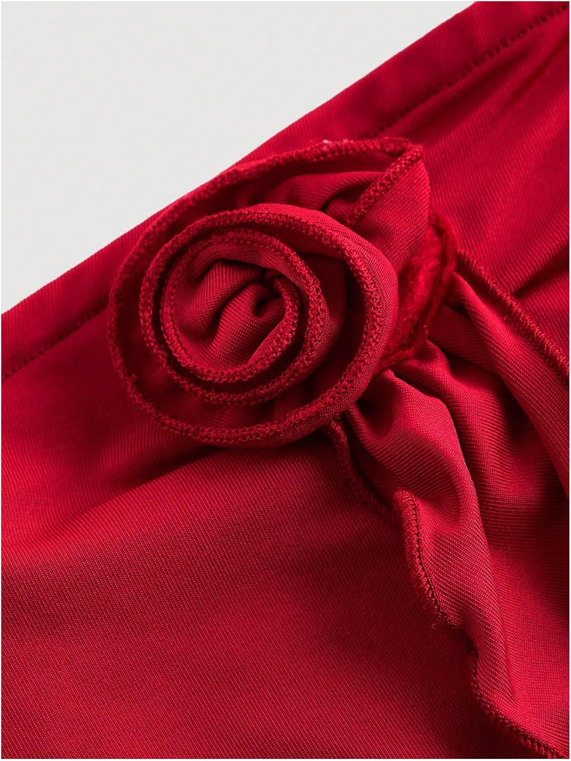 SweatyRocks Women's Y2k 2 Piece Outfits Ruffle Trim 3D Floral Tube Top and Layered Skirt Set - Image 4