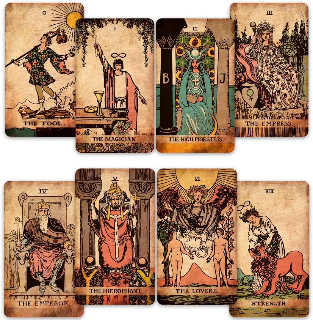 CRAFTERIAN Classic Tarot Set - 78 Gold-Edged Classic Cards with Guidebook - Perfect for Beginners - Sleek Light Deck & Comprehensive Manual - Authentic Tarot Experience.
