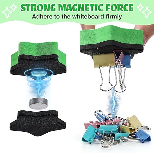 Miniatura 3 de 24 borradores magnéticos fuertes para pizarra blanca, mini borradores de borrado en seco, limpiadores de pizarra pequeña para niños y profesores,