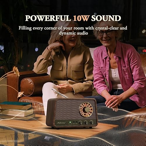 Miniatura 3 de Radio Bluetooth AM FM de madera vintage con enchufe en la pared, radio de altavoz Bluetooth retro con entrada auxiliar conector para auriculares