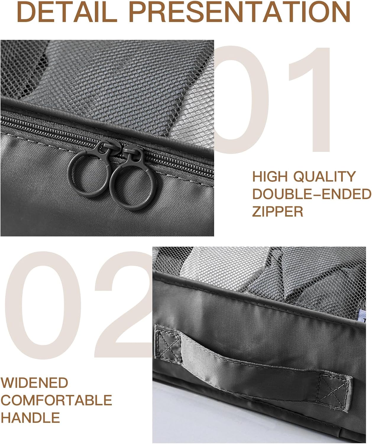 9 Piece Waterproof Travel Packing Cubes Set 3Sizes Mesh Bags, Triangle Cosmetic Bag and Hanging Toiletry Bag Lightweight and Space-Saving Luggage Organiz