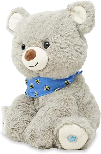 Miniatura 8 de Cuddle Barn My Bear Coby - Animal de peluche animado de oso de peluche, canto gris de 11 pulgadas