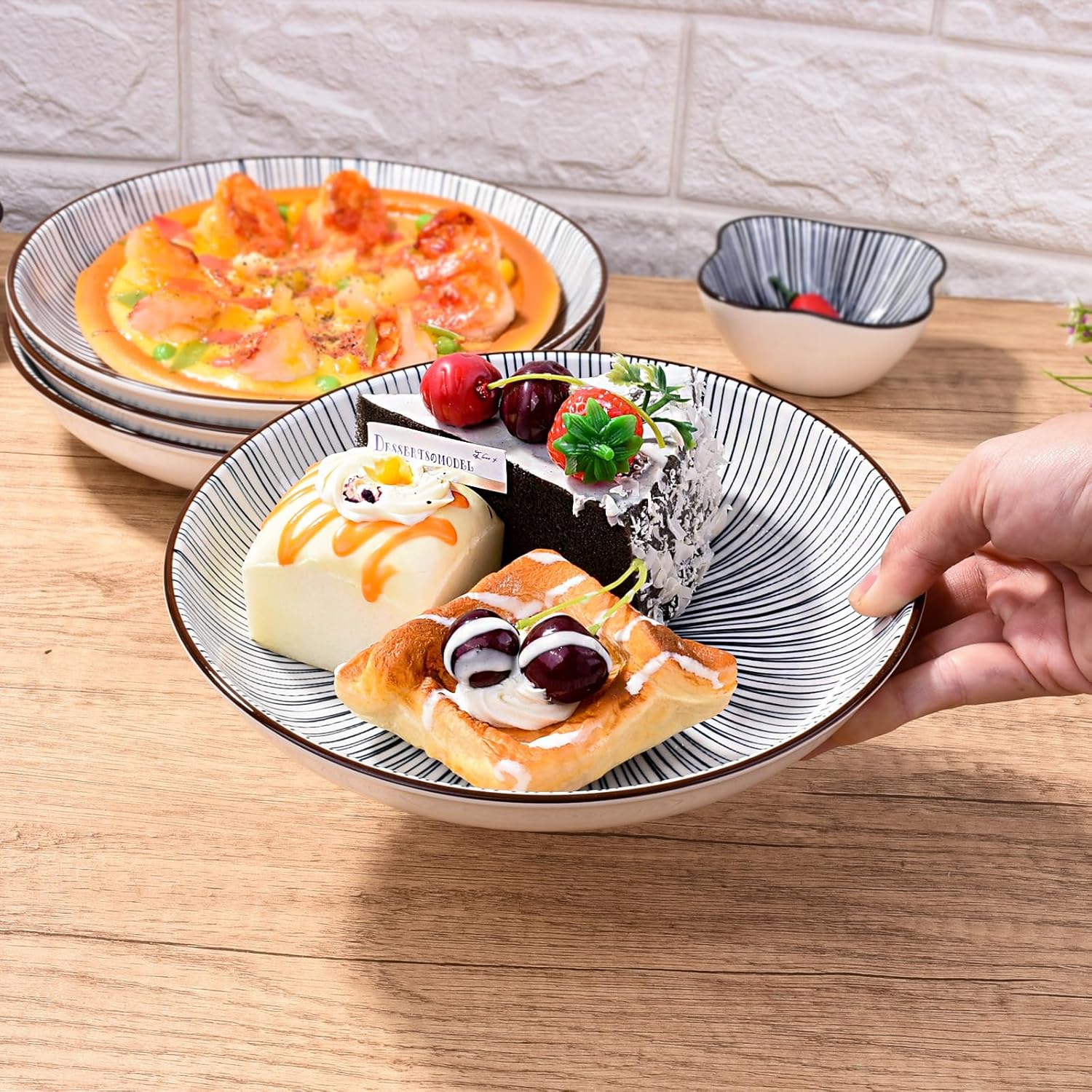 8" Ceramic Dinner Plate - Porcelain Dinnerware - Kitchen & Dining Tableware - Set of 4 (XT)