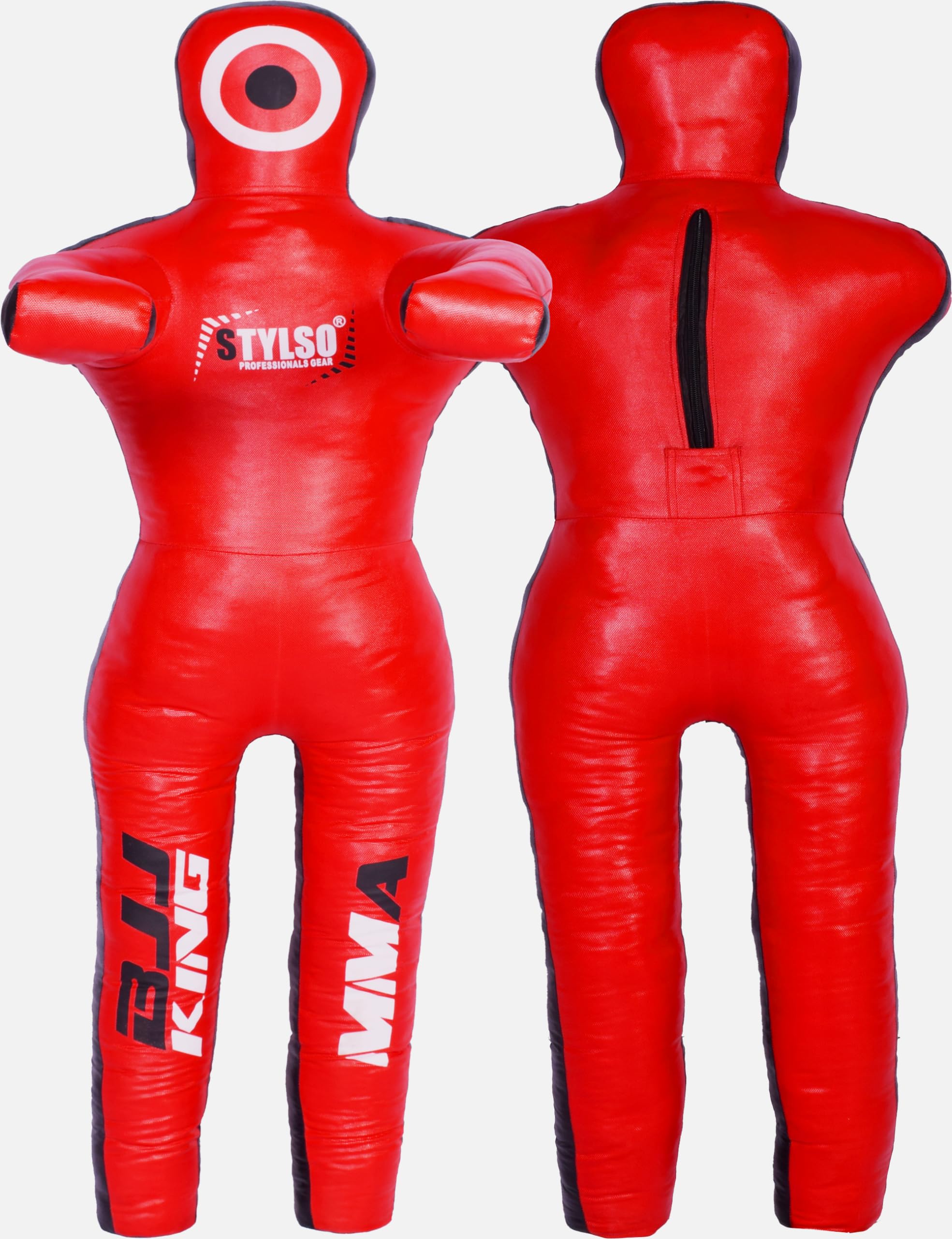Stylso Wrestling Dummy Grappling Dummy PU Leather BJJ MMA Judo Karate Adult Jiu Jitsu Dummy - Un-Filled (Red, 6ft / 72 inches)