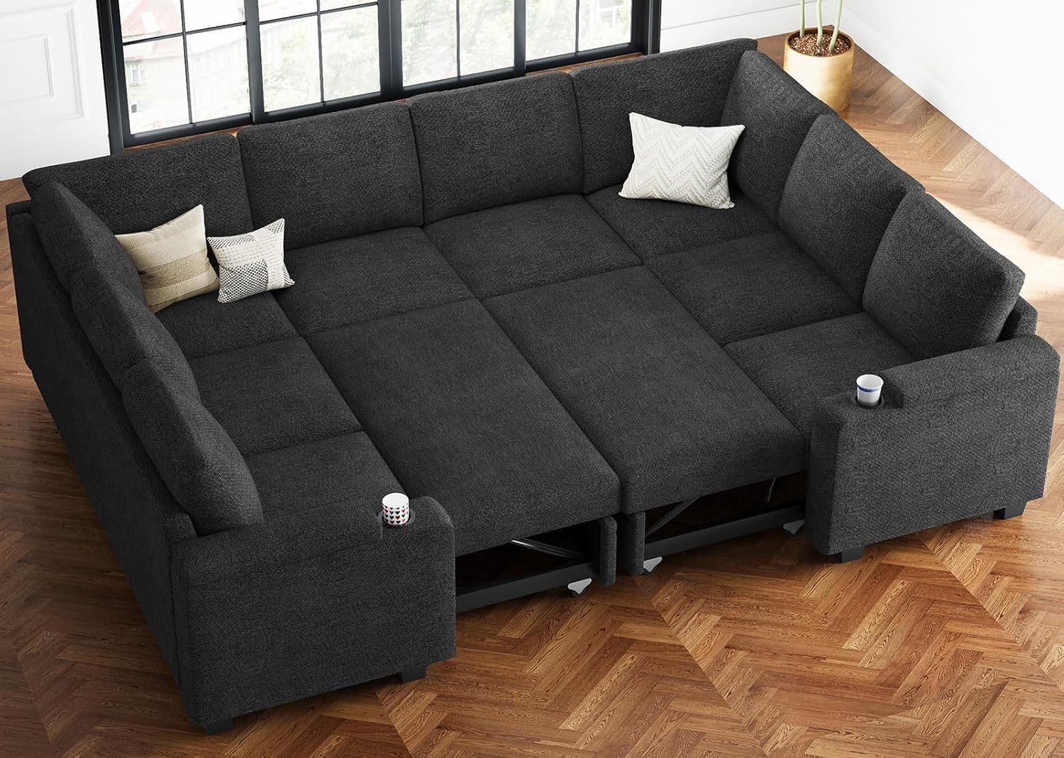 Belffin Sectional Sleeper Sofa Couch with Pullout Bed