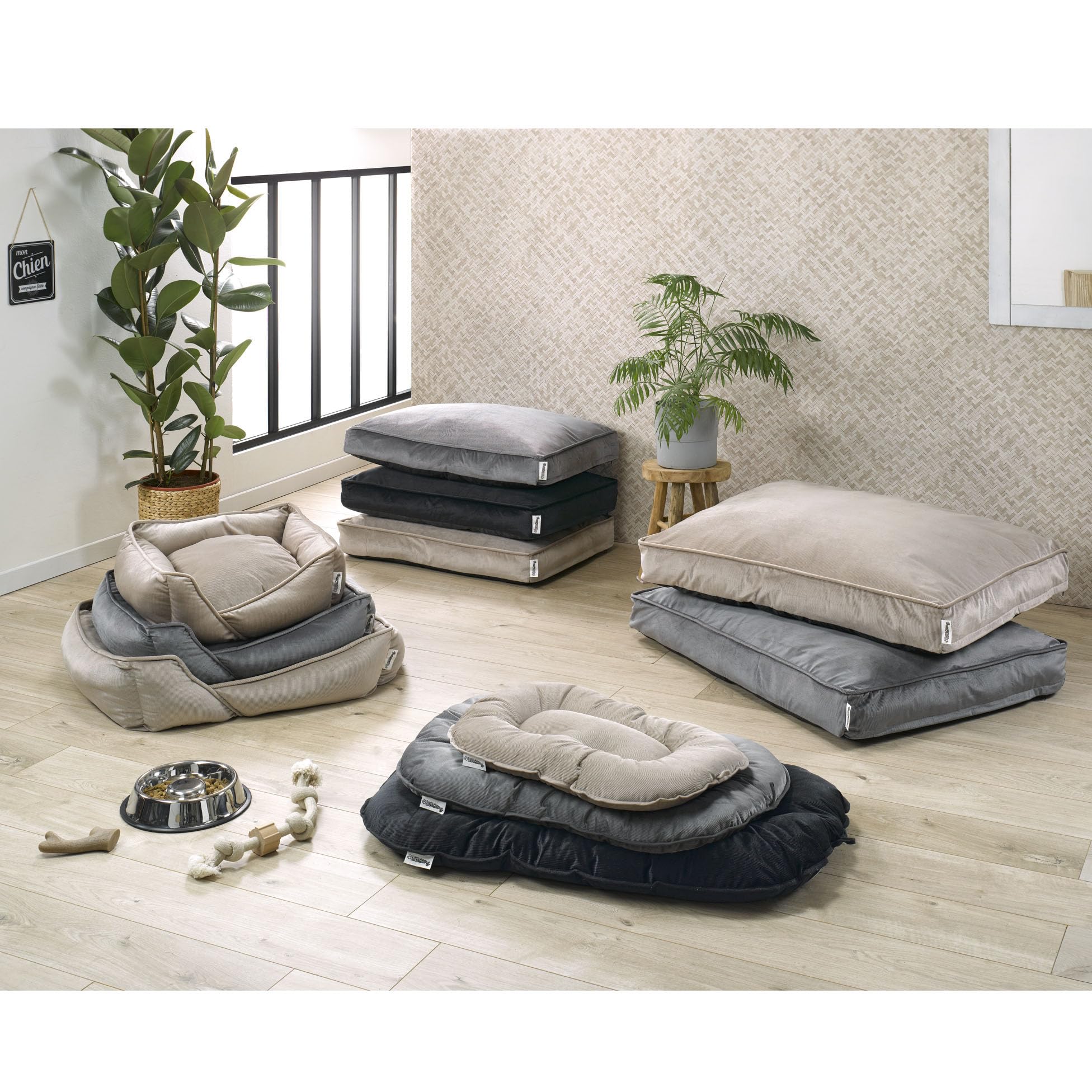 Love Story Cuscino rettangolare in velluto a coste in poliestere, 80 x 60 x 10 cm, colore: nero