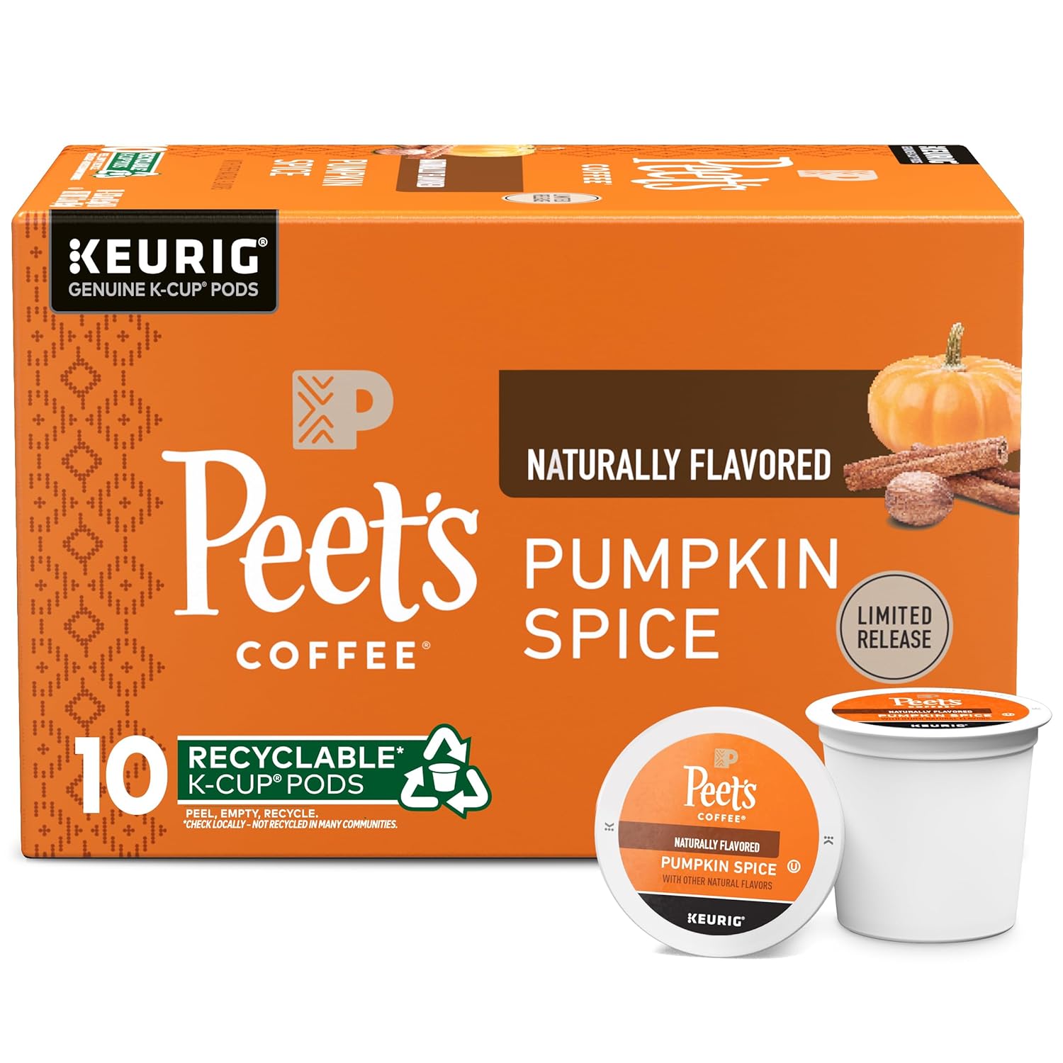 Peet's Coffee, Flavored Light Roast Keurig K-Cup Pods, Arabica Coffee, Natural Flavors - Caramel Brûlée 60 Count (6 Boxes of 10 K-Cup Pods)