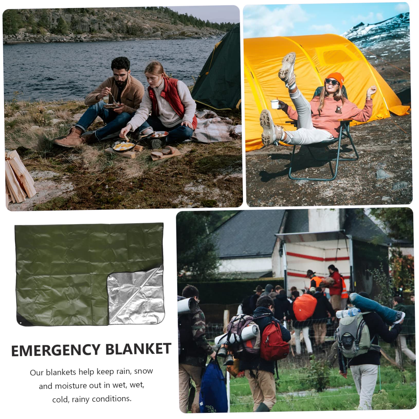 TOYANDONA de Emergencia de Aislamiento Largo Plegable Estera de Picnic pequeña de Campamento cálido Aislante de Rescate película de Aluminio Green