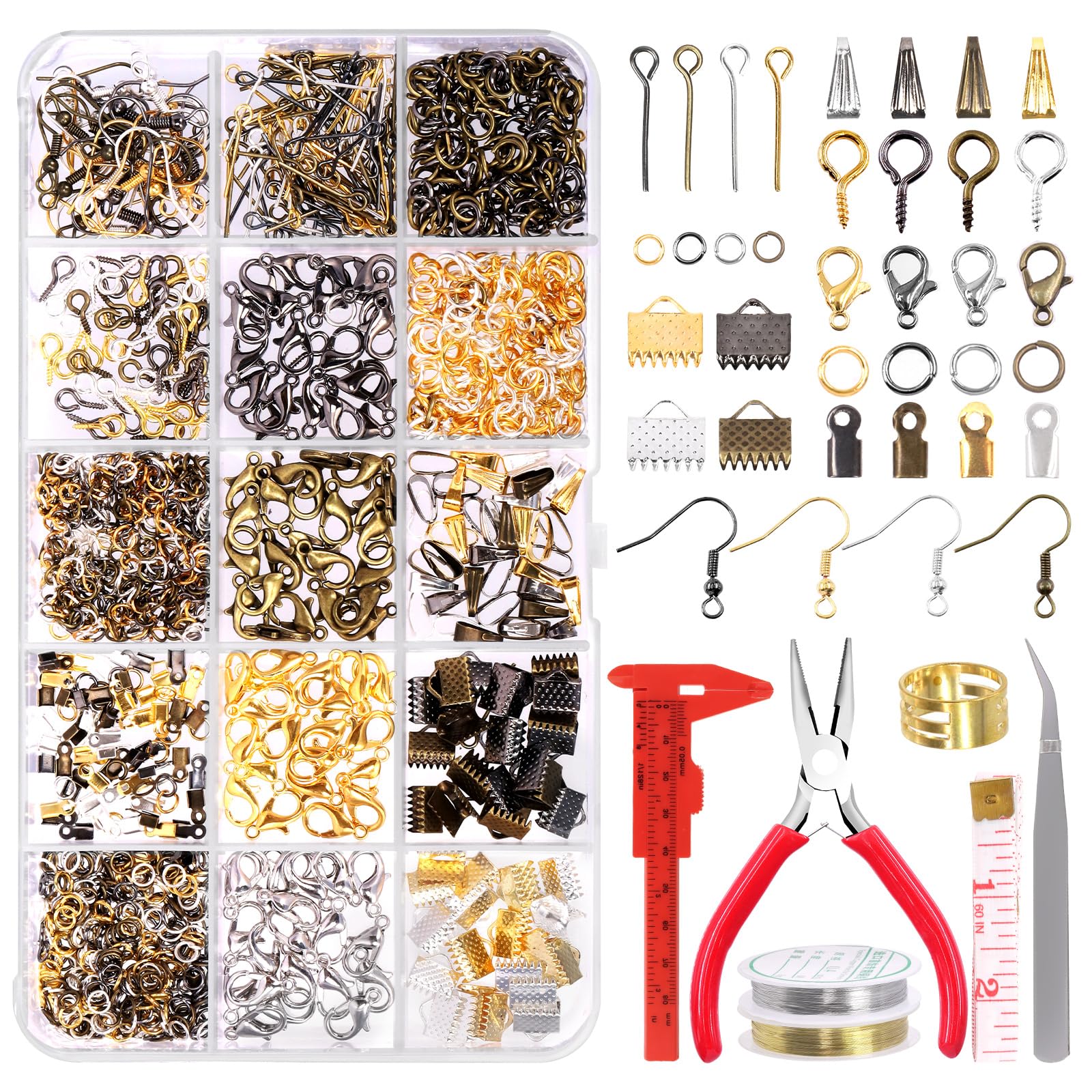 Rustark Jewelry Making Kit with 1467 Pcs Supplies, Pliers, Wires, Findings & Tools for Adults & Beginners