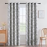 H.VERSAILTEX 100% Rideaux noircissements 84 Longueur de pouce 2 Panneaux Set Cattleya Floral imprimé rideaux Thermiques Leah Floral pour chambre avec liner noir Rideaux audio, gris et bleu