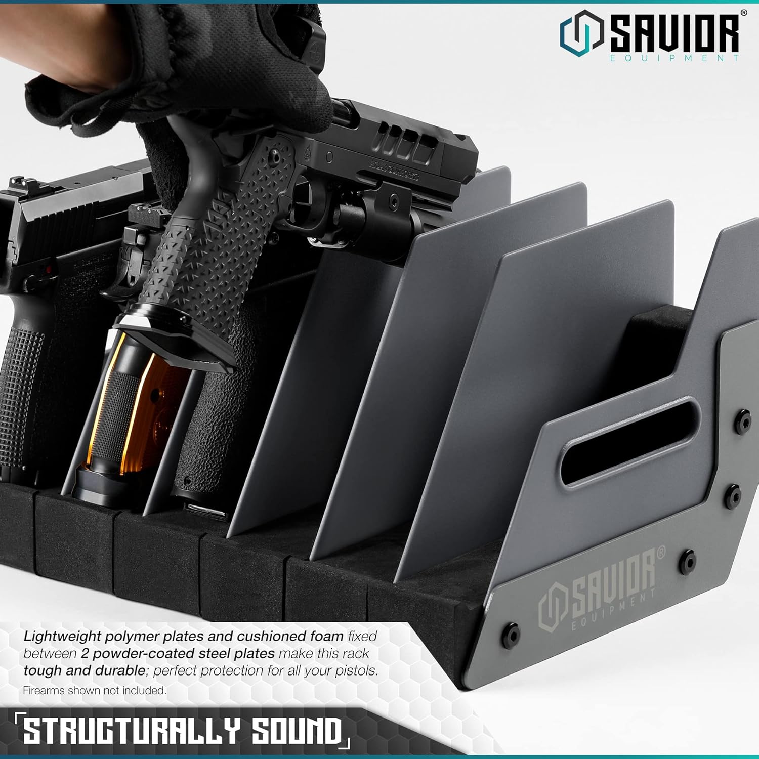 Savior Equipment Gun Pistol Revolver Firearm Handgun Rack Stand, Fit 4-12 of Most Long-Barreled Pistols, Cushioned Foam to Protect, Gun Safe Cabinet Storage Organizer Accessories