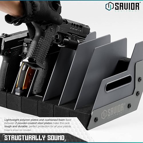 Miniatura 5 de Savior Equipment - Exhibidor para pistola, revólver, arma de fuego, para 4 a 8 de la mayoría de pistolas de cañón largo, espuma acolchada para