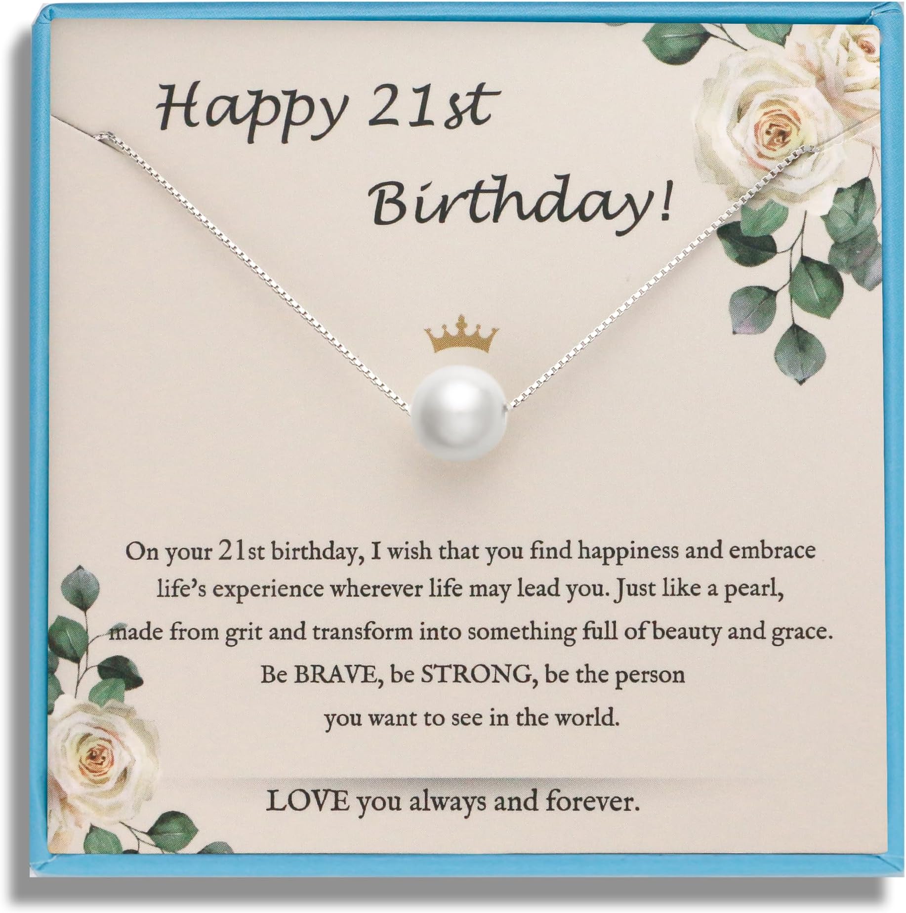 Sterling Silver Birthday Gifts for Girls Women, Pearl Necklace as 7 9 10 11 13 15 16 18 21 30 40 50 60 Year Old Birthday Gifts, Single Pearl Necklace as Bday Gifts for Friends